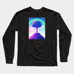 Synthwave - Tree - 001 Long Sleeve T-Shirt